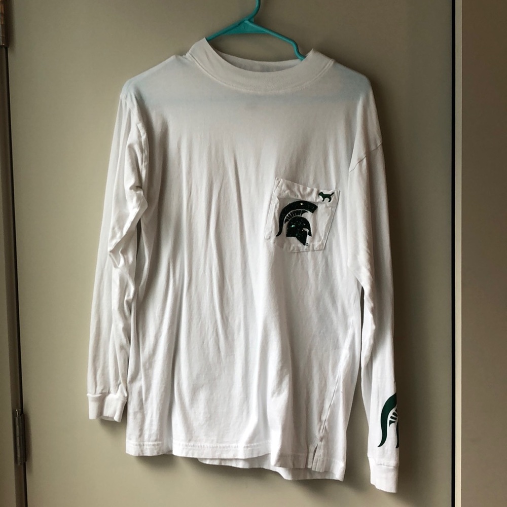 PINK MSU Long sleeve shirt